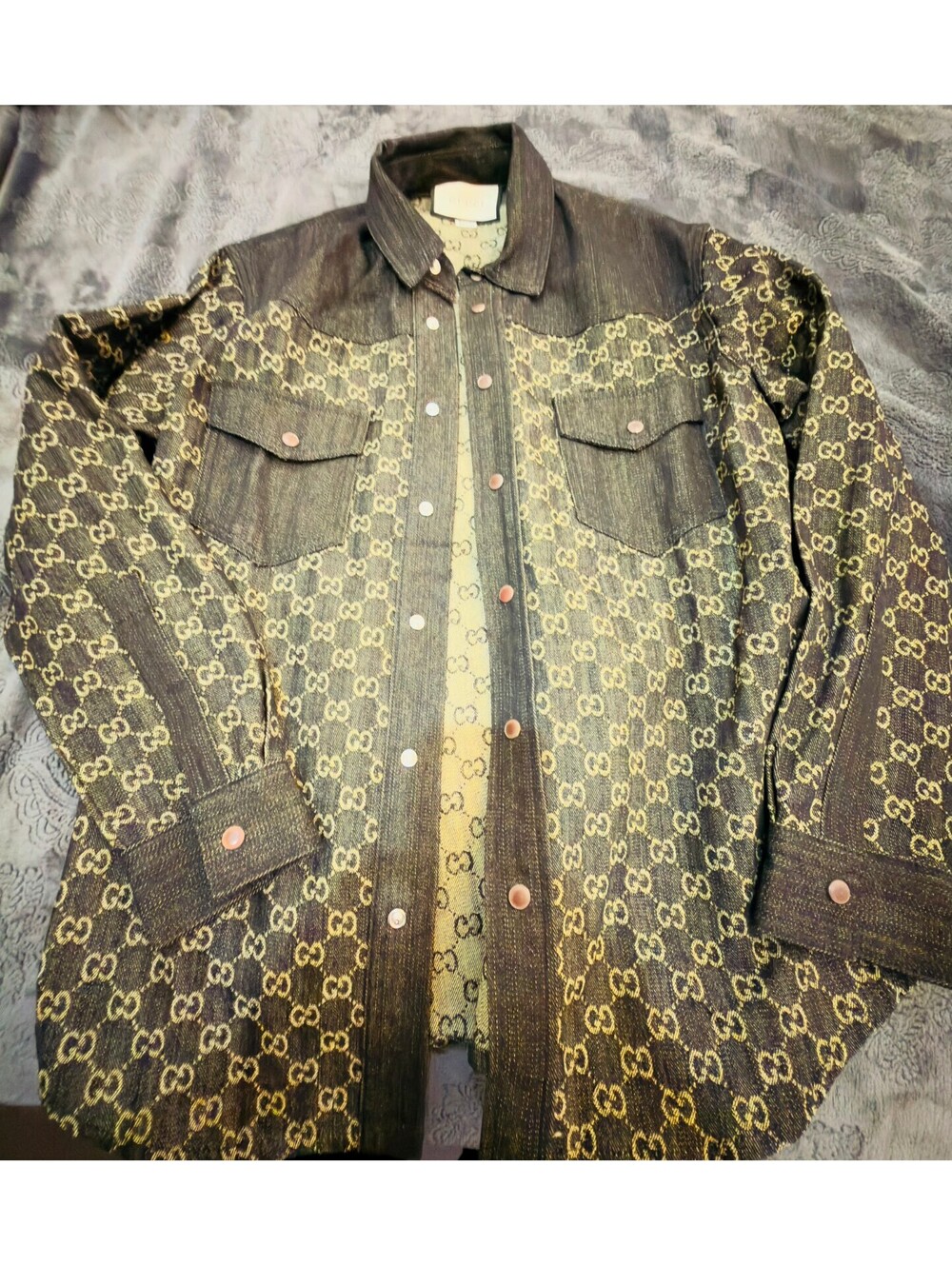 Gucci Men's Monogram Denim Jacket Size 50